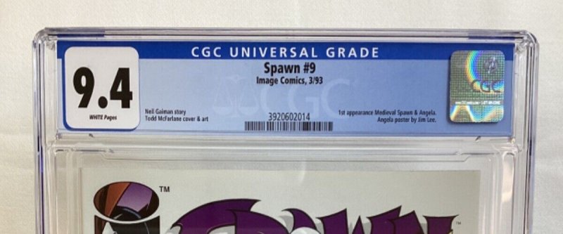 Spawn #9 - CGC 9.4 - Image - 1993 - 1st Medieval Spawn! 1st Angela! Neil Gaiman! 