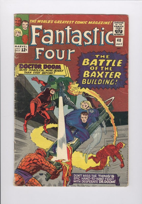 Fantastic Four # 40  VG-  (1965)  Silver Age Dr. Doom  Jack Kirby cover art