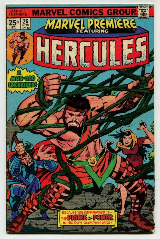 Marvel Premiere 26 FN 6.0 Hercules Marvel Uncertified 1975 FREE SHIP