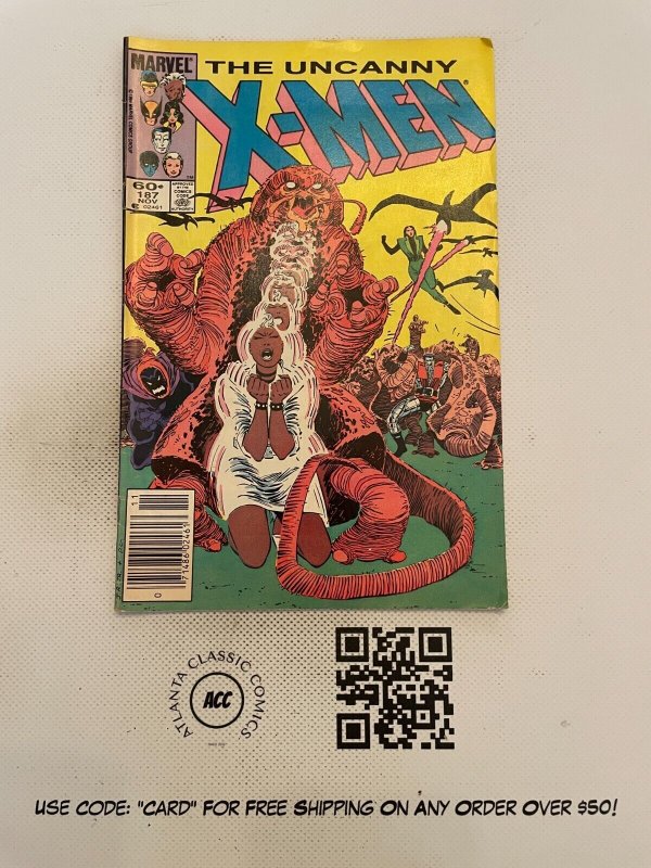 Uncanny X-Men # 187 FN/VF Marvel Comic Book Wolverine Storm Rogue Iceman 15 J221