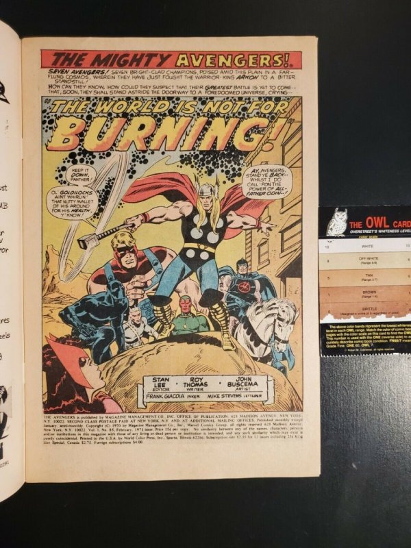 The Avengers #85 (1971) VF- 7.5 1st appearance Squadron Supreme|