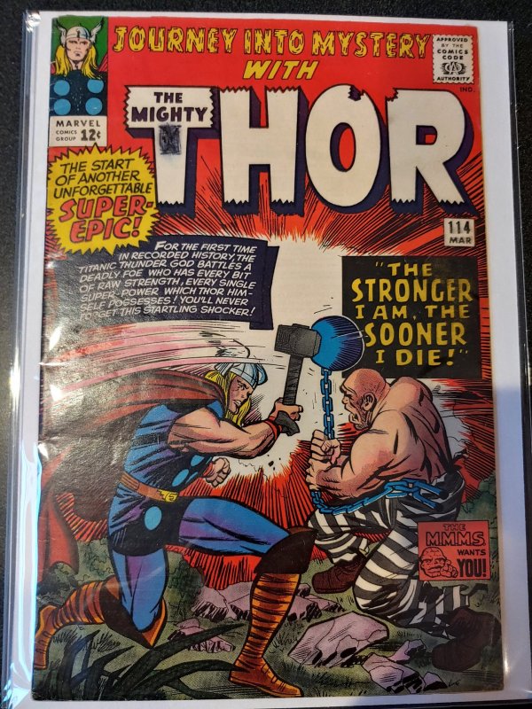 JOURNEY INTO MYSTERY NO. 114 MIGHTY THOR COMIC BOOK 1ST ABSORBING MAN