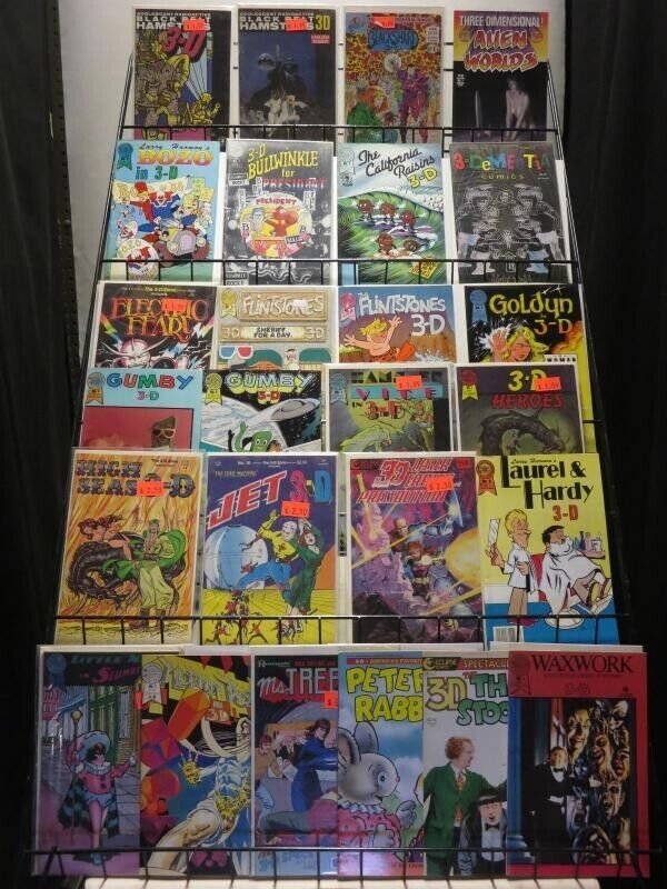 3D Comics Lot of 26 Diff Eye popping Super Hero Action, Cartoon mostly copper VF