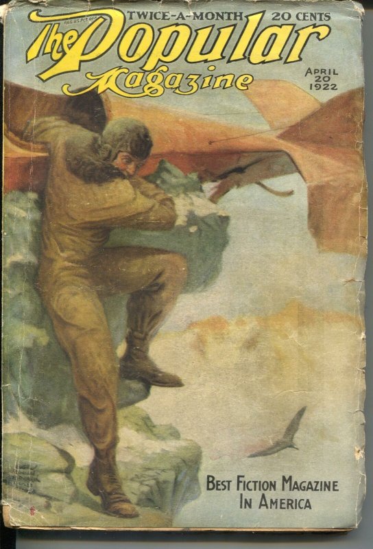 Popular 4/20/1922-Street& Smith-aviation crash cover-pulp thrills-VG-