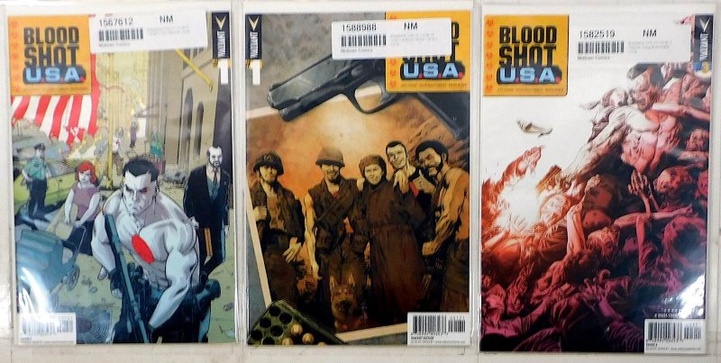 Bloodshot U.S.A. Lot 3 #1 E, 1 G 1:20, 3 2016 Valiant 9.4 Var 1st Print Comics