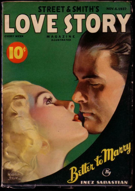 LOVE STORY PULP MAGAZINE 1937 NOV 6 ROMANCE PULP ART VF