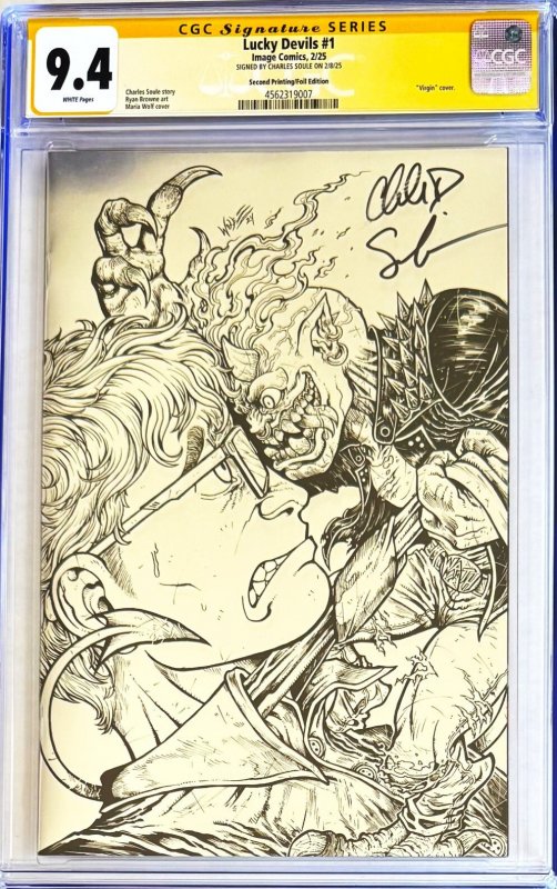 THE LUCKY DEVILS #1 CGC 9.4 SS ? MARIA WOLF 2ND PRINT FOIL SIGNED CHARLES SOULE