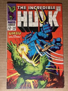 Incredible Hulk 110 Marvel 1968 FN 1st App. Umbu The Unliving Featuring Ka-Zar