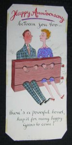 ANNIVERSARY Large Cartoon Couple w/ Powerful Bond 9x19 Greeting Card Art #A7152