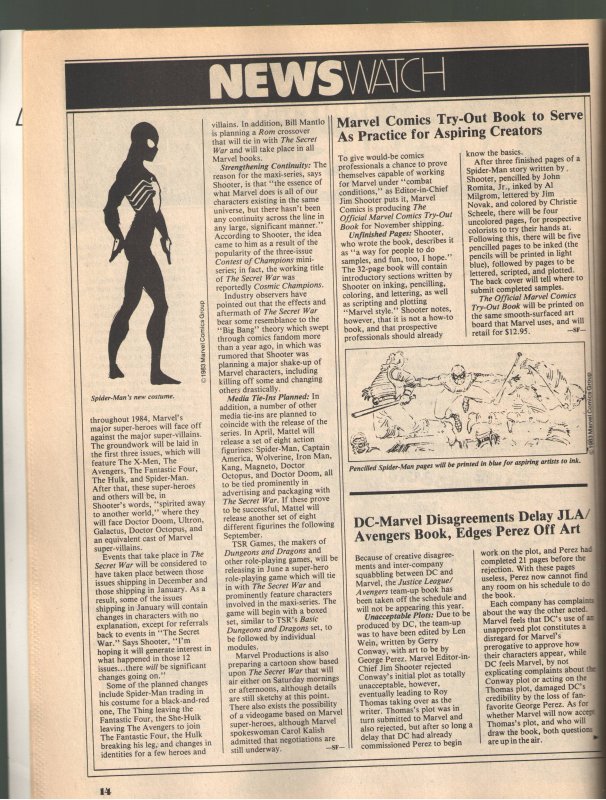 COMIC JOURNAL 85 VG+ 4.5 1st  SPIDEY BLACK UNIFORM PREDATES SECRET WARS 8!