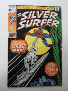 The Silver Surfer #14 (1970) VG-  moisture stain, 2 centerfold wraps detached