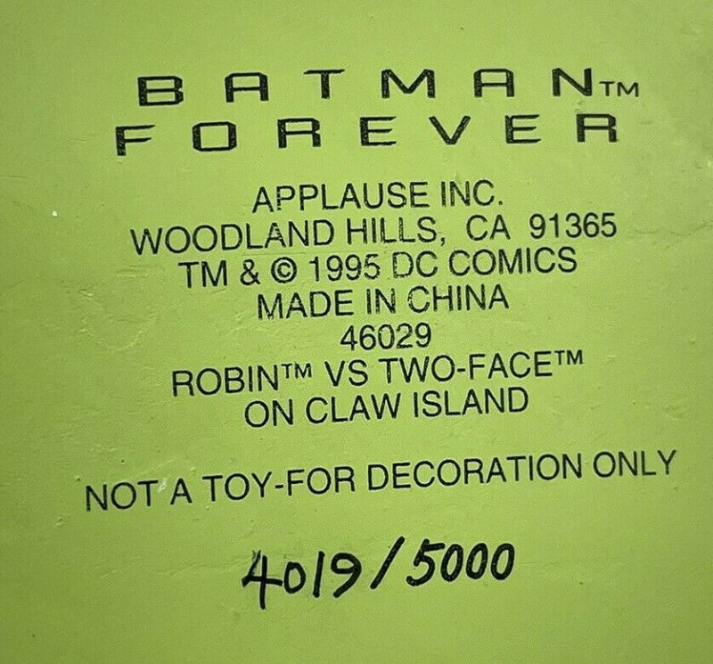 Batman Forever:Robin vsTwo Face on CLAW island Statue~1995 by Applause~MIB