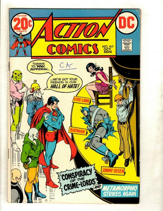 Lot Of 6 Action Comics Feat. Superman # 417 418 421 423 427 440 Batman Flash GK5