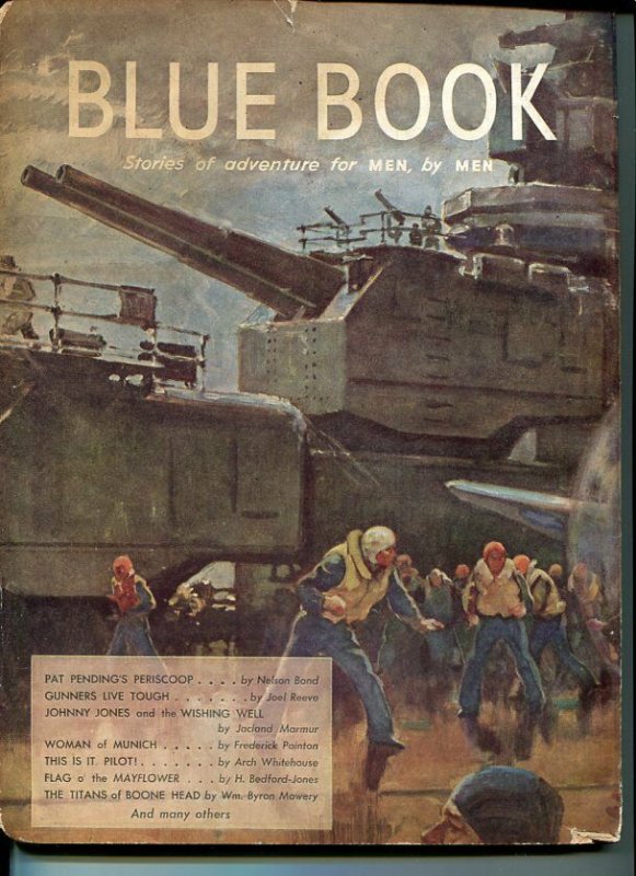 BLUE BOOK PULP-JAN 1943-STOOPS COVER-BEDFORD-JONES-NELSON BOND-SWINTON VG/FN