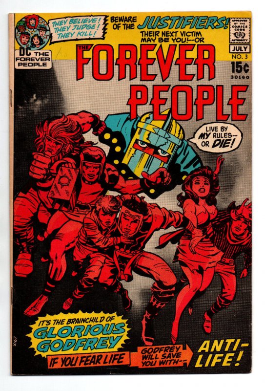 The Forever People #3 - 1st Glorious Godfrey - Darkseid - Jack Kirby - 1971 - VF