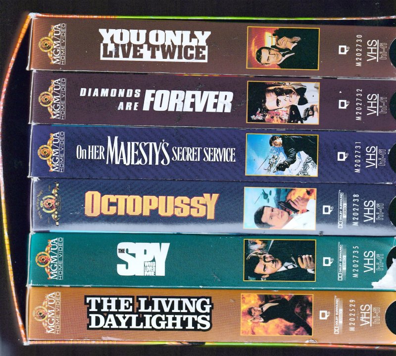 James Bond VHS Box Set  6 James Bond Classics on VHS collected in one box set !