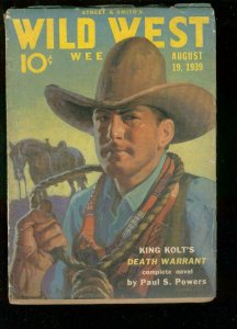 WILD WEST WEEKLY PULP-AUG 19 1939-KING KOLT-WHISTLIN' K VG