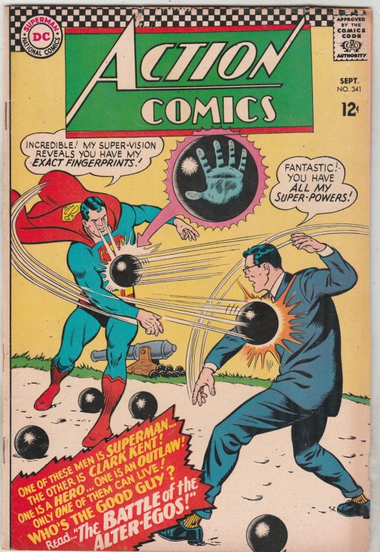 Action Comics #341 1966 Super Clark Kent Supergirl’s Busiest Day FN+ Boca CERT