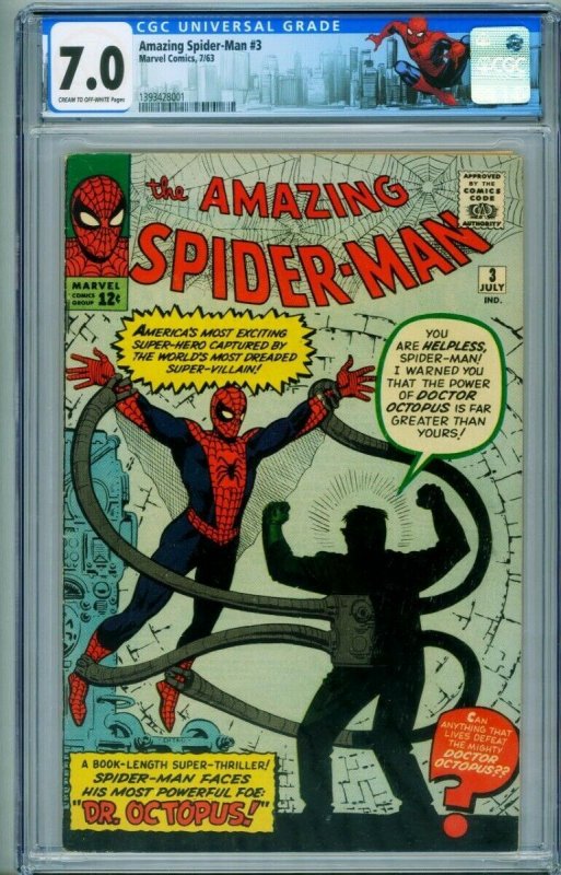 Amazing Spider-man #3 CGC 7.0-1963  1st Dr Octopus - 1393428001