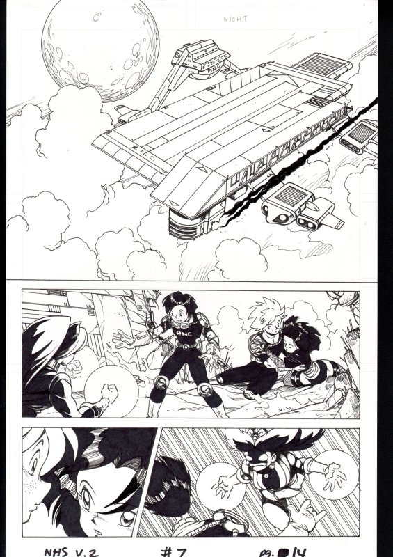 NINJA HIGH SCHOOL V.2 #7 PG 14-ANIME-ORIGINAL ART-BEN DUNN-COMIC BOOK-NHS