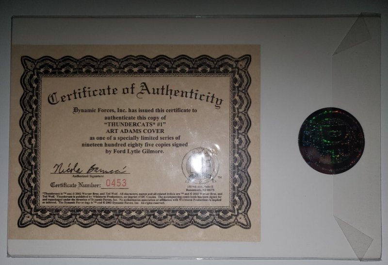 Thundercats #1 Signed Ford Lytle Gilmore #453 Dynamic Forces 10/02 (VFNM 9.0)