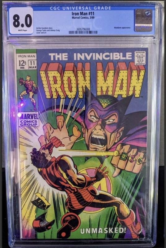 Invincible Iron Man #11. CGC 8.0. ft Mandarin!