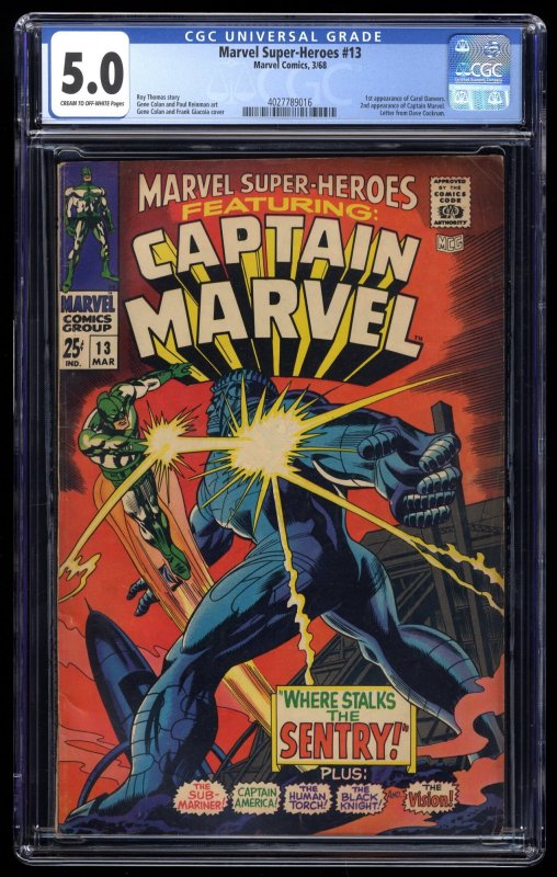 Marvel Super-Heroes #13 CGC VG/FN 5.0 1st Appearance Carol Danvers!