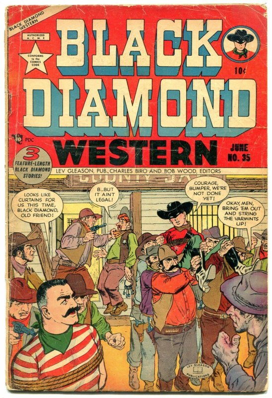 BLACK DIAMOND WESTERN #35 1952 LEV GLEASON -- LYNCH MOB VG