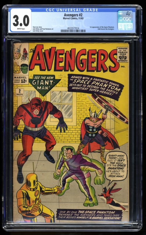 Avengers #2 CGC GD/VG 3.0 White Pages 1st Appearance Space Phantom Hulk Leaves!