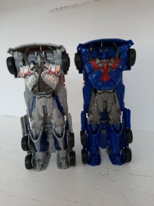 2X Flip and Change OPTIMUS PRIME Transformers Age of Extinction  Figure Silver  