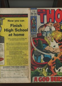 (1969) Thor #166: SILVER AGE! KEY ISSUE! CLASSIC BATTLE VERSUS HIM! (2.5/3.0)