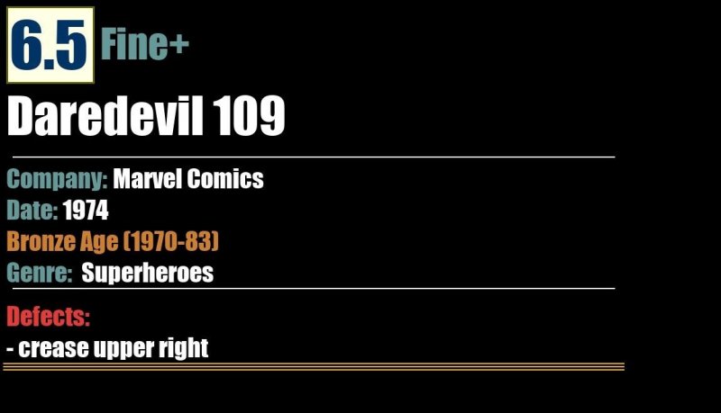 Daredevil 109 (1974) FN+ 6.0 Bronze Age Marvel Comics