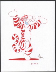 Winnie-the-Pooh Disney Red Ink Drawing - Tigger the Tiger Excited by Mike Royer