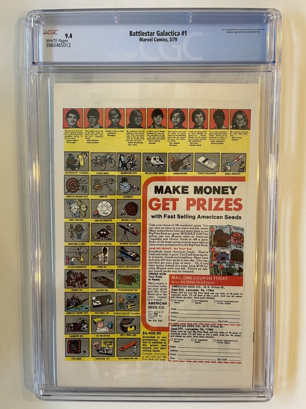 BATTLESTAR GALACTICA #1 CGC 9.4 - Newsstand -  Marvel (1979) KEY TV Adaptation