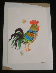 VALENTINE Cartoon Colorful Rooster 5.5x8 Greeting Card Art #V3630