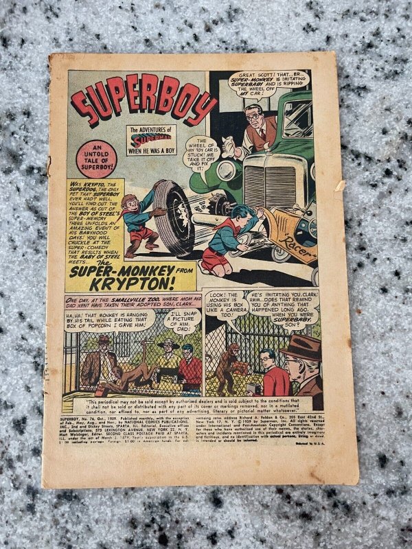 Superboy # 76 Coverless DC Silver Age Comic Book Superman Smallville 1959 HT3 