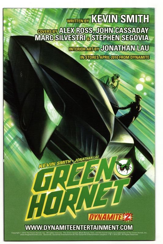 Green Hornet #1 (Dynamite, 2010) VF/NM
