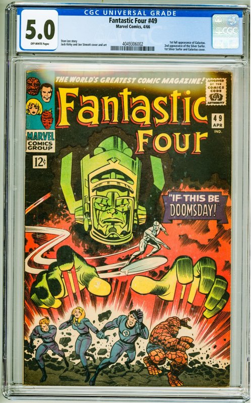 Fantastic Four #49 (1966) CGC 5.0! OW Pages! 2nd App of the Silver Surfer!