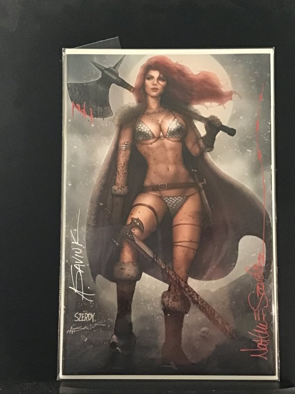 Invincible Red Sonja #1 Signed by Nathan Szerdy and Alex Saviuk COA ltd to 500