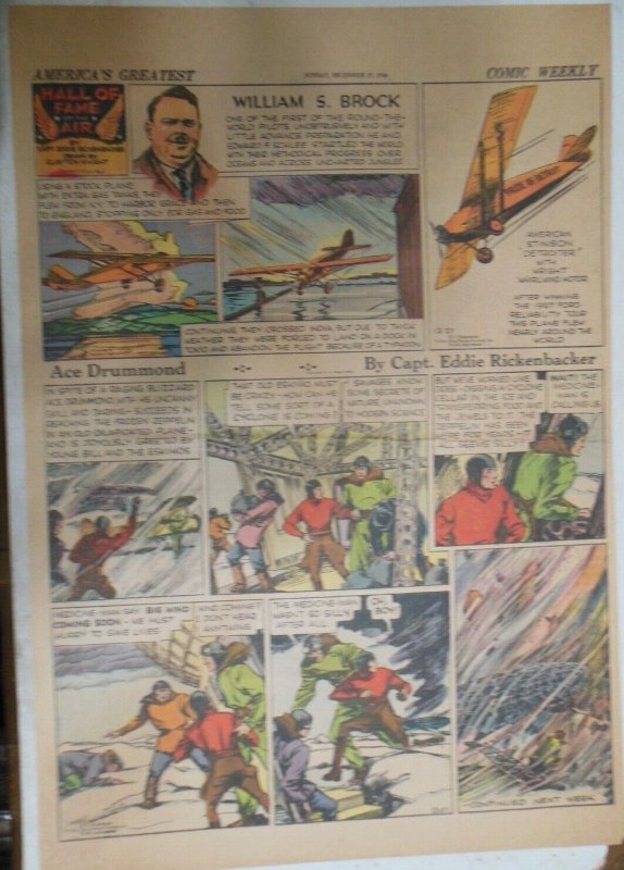 Ace Drummond Sunday by Capt Eddie Rickenbacker from 12/27/1936 Large Full Page !