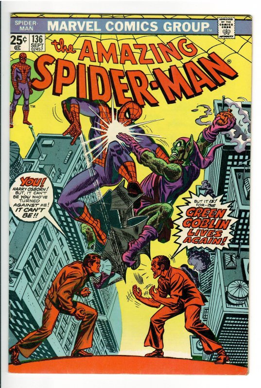 AMAZING SPIDER-MAN 136 F 6.0 1st HARRY OSBORN AS GREEN GOBLIN-MAJOR KEY!!