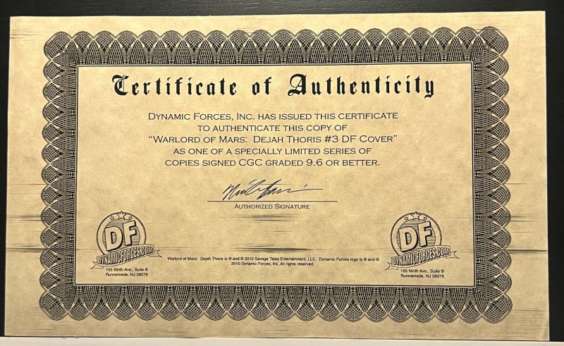 Warlord of Mars: Dejah Thoris #3 - Dynamic Forces Variant (2011) CGC 9.8