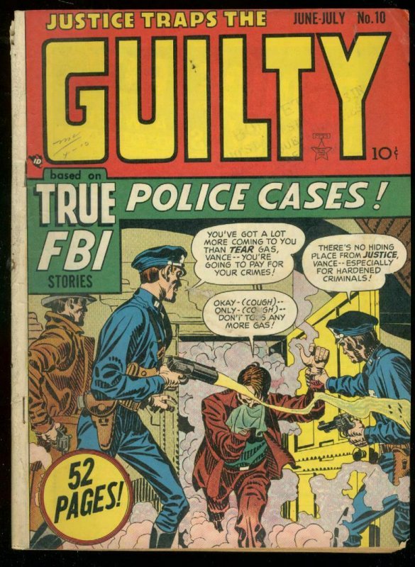 JUSTICE TRAPS THE GUILTY #10 1949-FBI-KIRBY KRIGSTEIN VG 