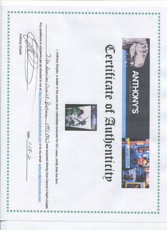 JIVE AMERICAN COMICS BATMAN (9.2) 1991 DENNIS O'NEIL COLLECTION