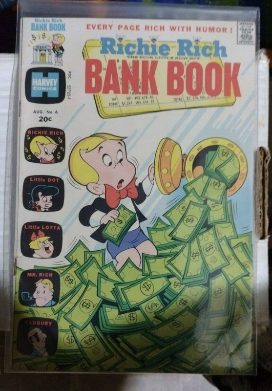 RICHIE RICH  BANK BOOK  # 6 1972 HARVEY COMICS   LITTLE DOT LOTTA CADBURY