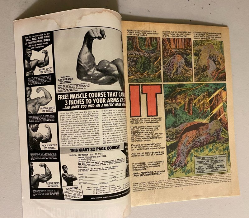 Supernatural Thrillers #1 Marvel (3.0 GD/VG (water damage)) (1972)