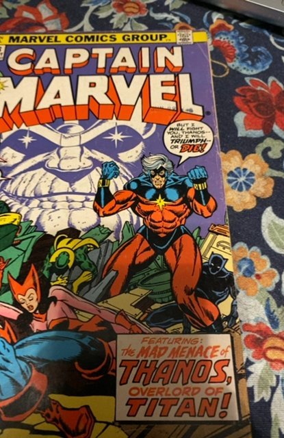 Captain Marvel #28 (1973)Thanos overload of titans