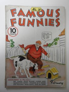 Famous Funnies #31 (1937) GD/VG Condition 1 1/2 in spine split, moisture stain