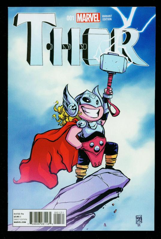 THOR #1 2014- FEMALE THOR- 1st PRINT SKOTTIE YOUNG VARIANT COVER- HIGH GRADE