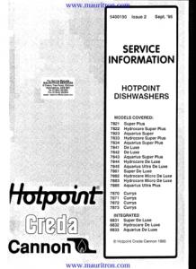 Hotpoint 7842 De Luxe Dishwasher Service Manual Mauritron...